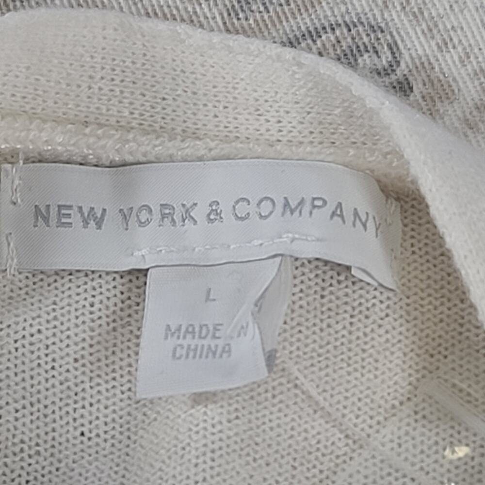 New York & Co Cardigan Argyle White Large - Picture 7 of 11
